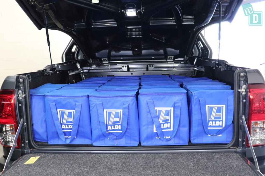 The 2023 Toyota HiLux Rogue truck is filled with blue bags.