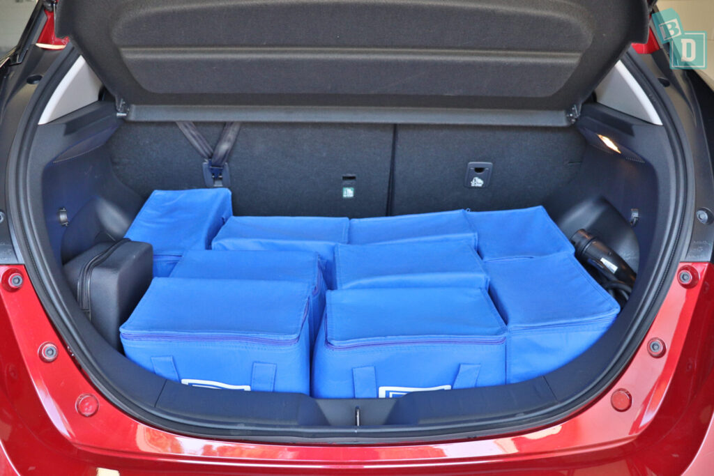 2021 Nissan Leaf e+ boot space for shopping with two rows of seats in use