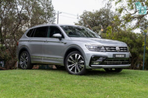 7 seater Volkswagen Tiguan parked on the grass.