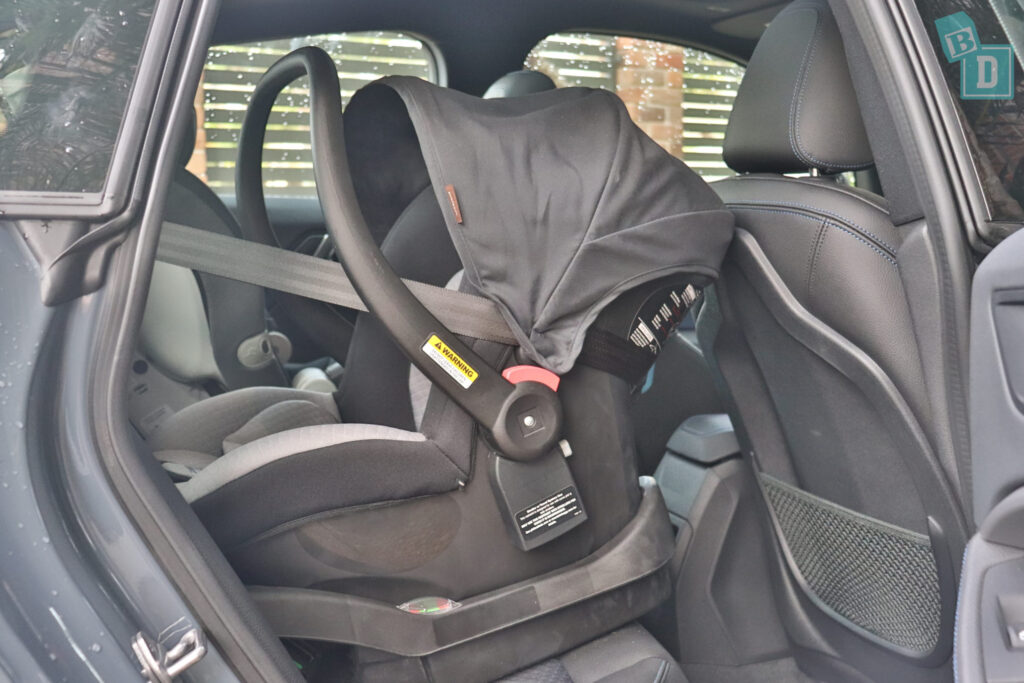 2020 BMW 2 Series Gran Coupe 218i legroom with baby capsule installed