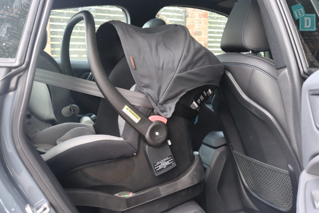 2020 BMW 2 Series Gran Coupe 218i with rear-facing child seat infant capsule