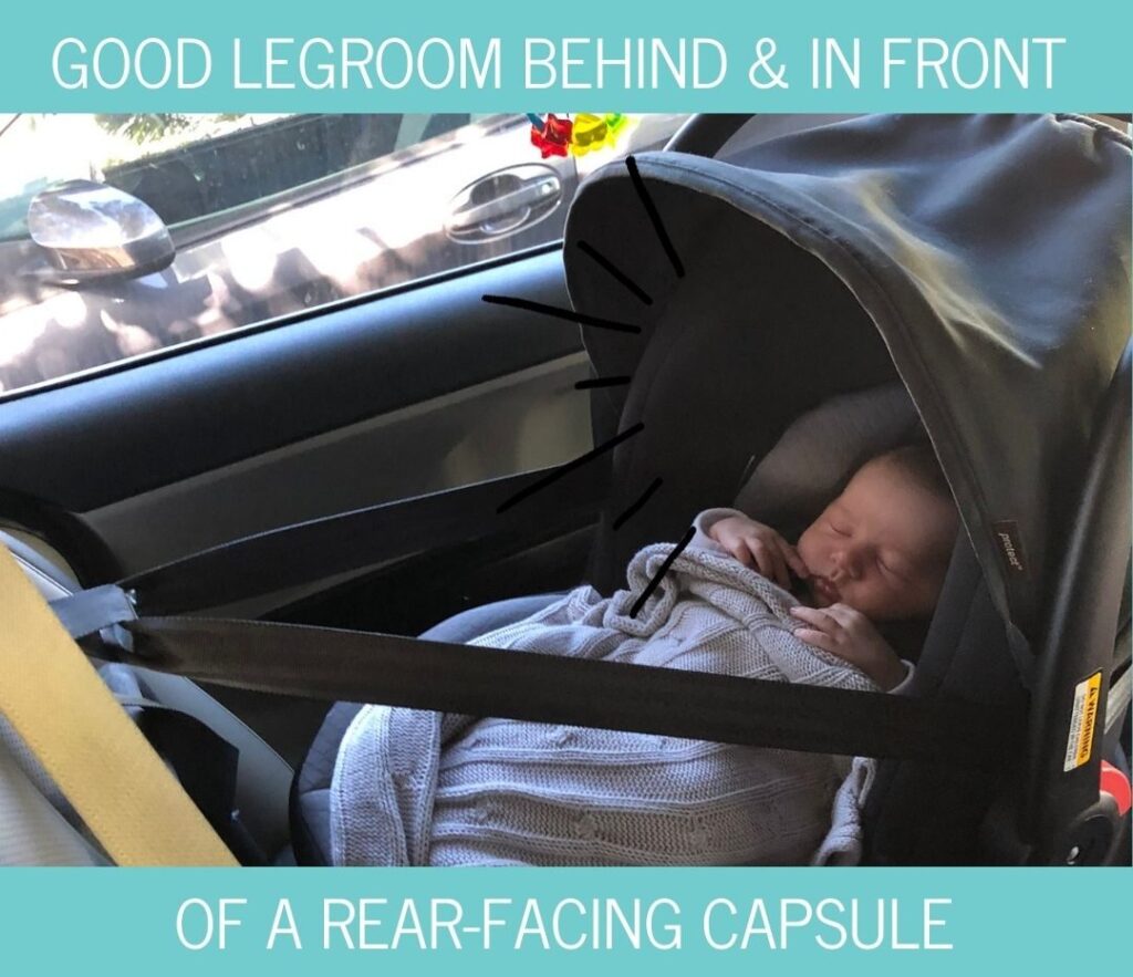 Legroom with an infant capsule in the Kia Carnival