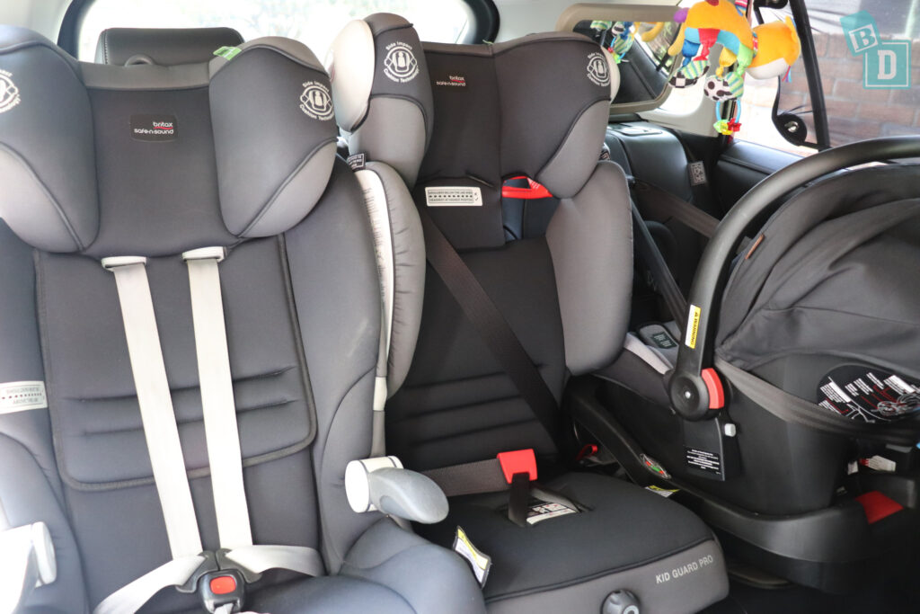 2021 Toyota RAV4 Hybrid Cruiser with three child seats installed