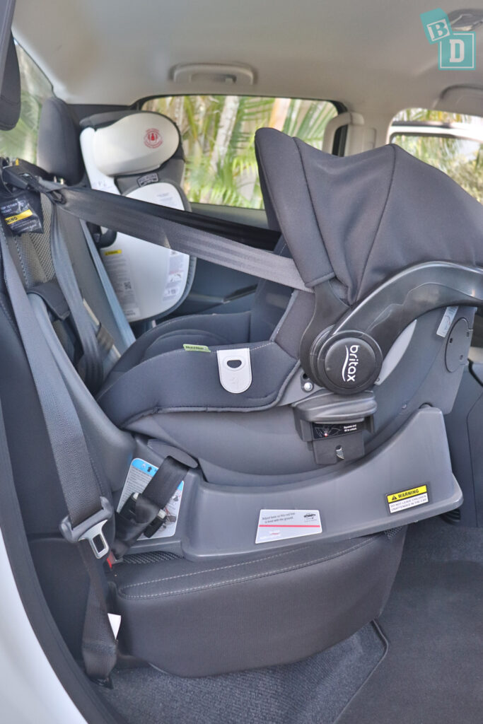 2021 Mazda BT-50 XT with rear facing infant capsule child seat installed