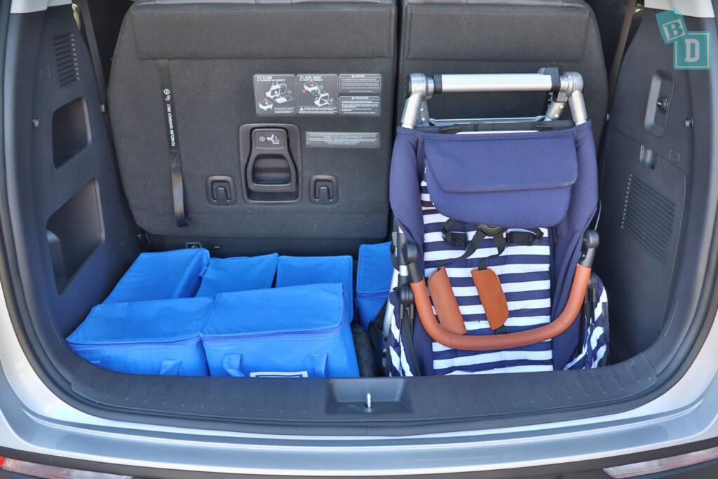 2021 Kia Carnival boot space for single stroller pram and shopping with two rows of seats in use