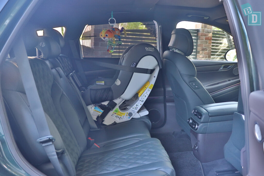 2021 Genesis GV80 legroom with rear-facing child seats installed in the second row