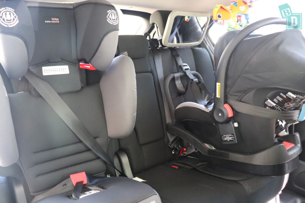 2021 Mitsubishi Eclipse Cross legroom with rear-facing child seats installed in the second row