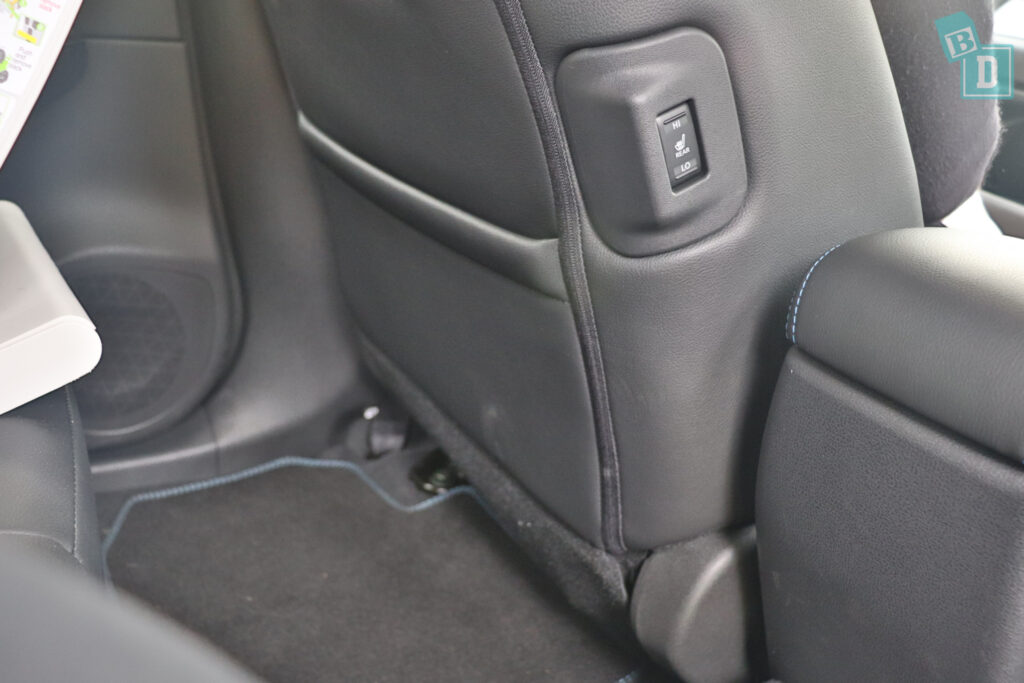 2021 Nissan Leaf e+ legroom with rear-facing child seats installed in the second row