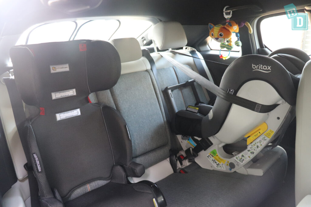 2021 Mazda MX-30 legroom with rear-facing child seats installed in the second row