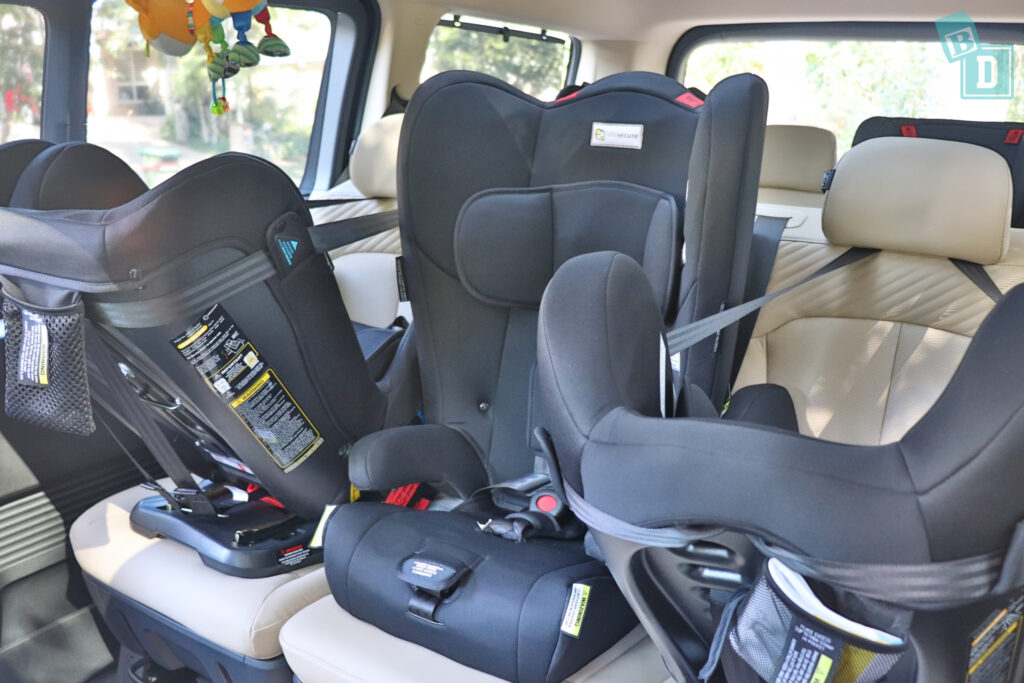 2022 Hyundai Staria Highlander with three forward and rear facing Infasecure child seats installed