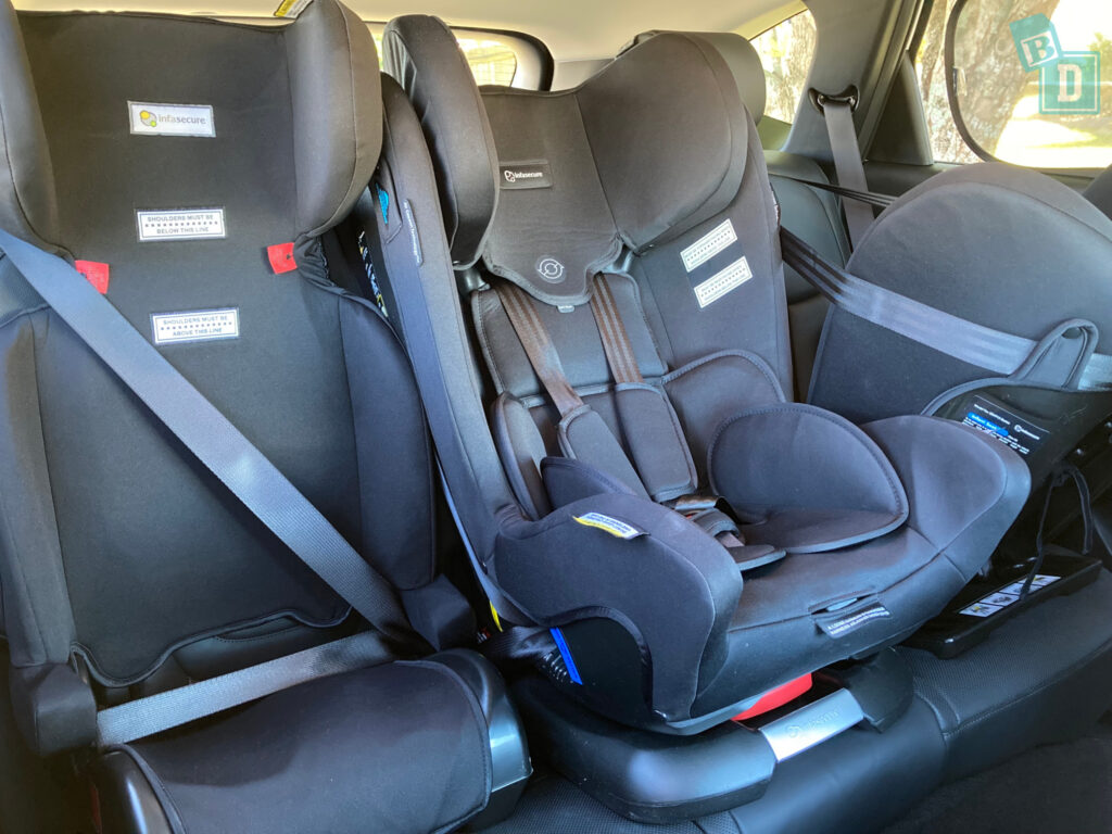 2021 Hyundai Tucson Elite with three child seats installed in the second row
