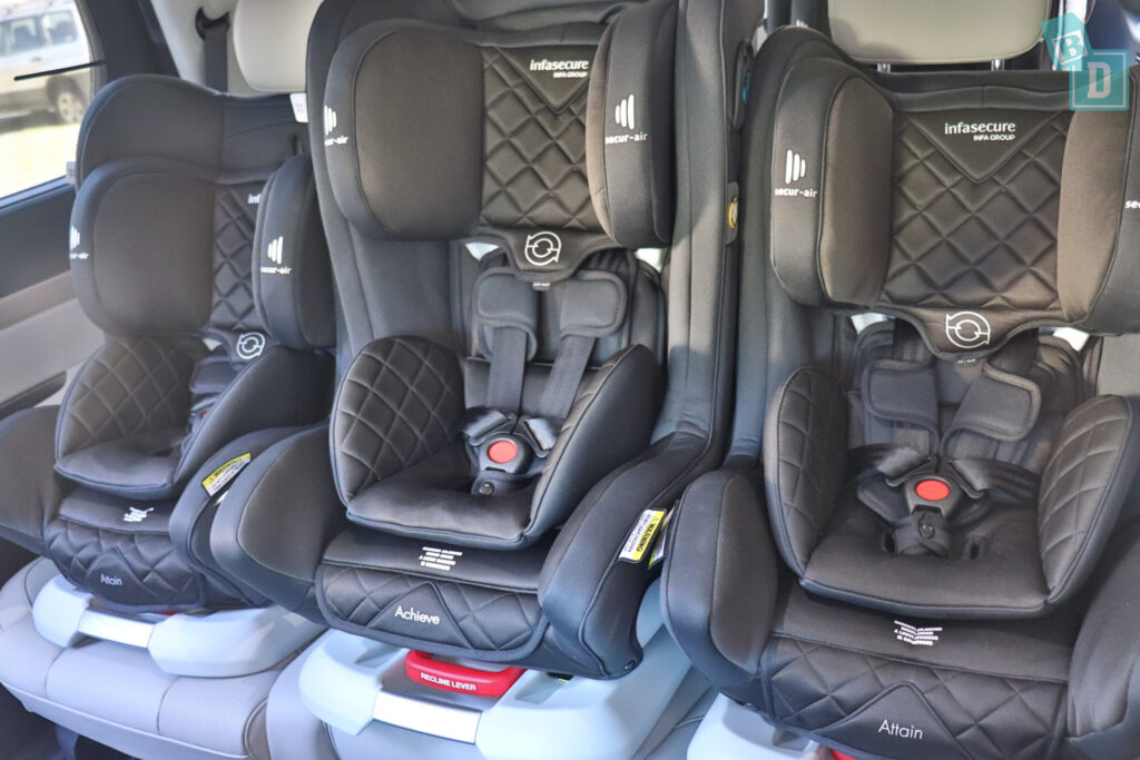 2021 Hyundai Palisade Highlander with three child seats installed in the second row