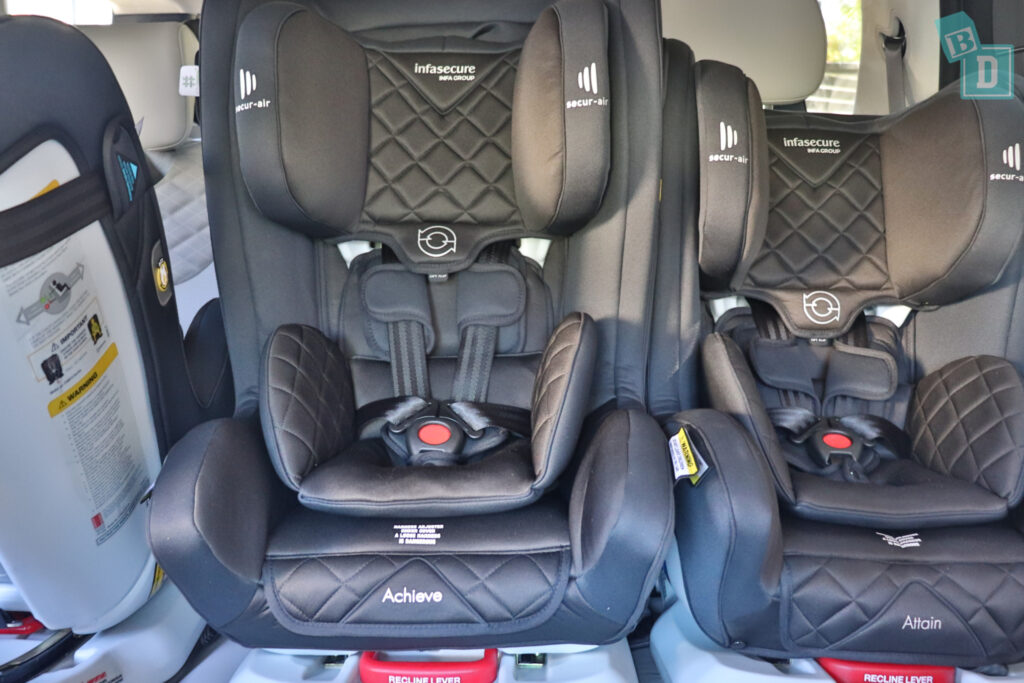 2021 Hyundai Palisade Highlander with three child seats installed in the second row