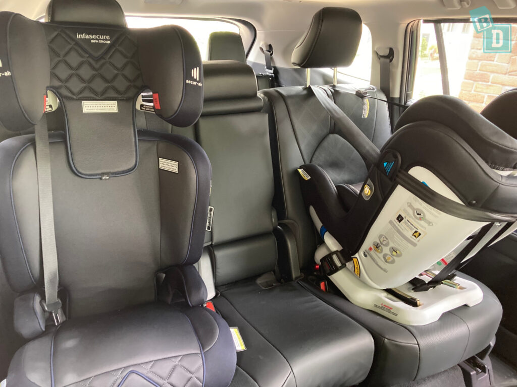 2021 Toyota Kluger Hybrid Grande space between two child seats installed in the second row