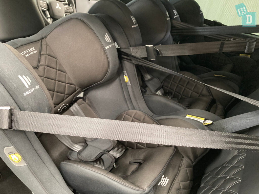 2022 Mitsubishi Outlander with three rear facing child seats installed