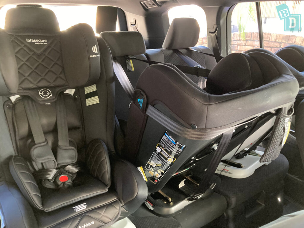  2022 Toyota LandCruiser 300 Series  with three child seats installed in the second row