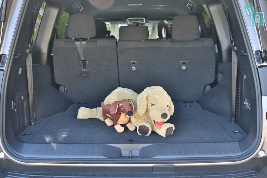 2022 Toyota LandCruiser 300 Series boot space for dogs with two rows of seats in use
