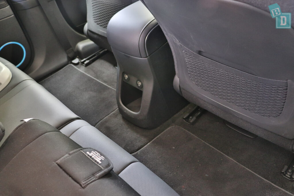 2022 Hyundai Ioniq 5 legroom with forward-facing child seats installed in the second row
