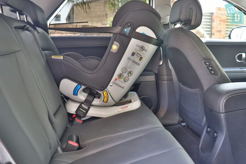 2022 Hyundai Ioniq 5 legroom with rear-facing child seats installed in the second row