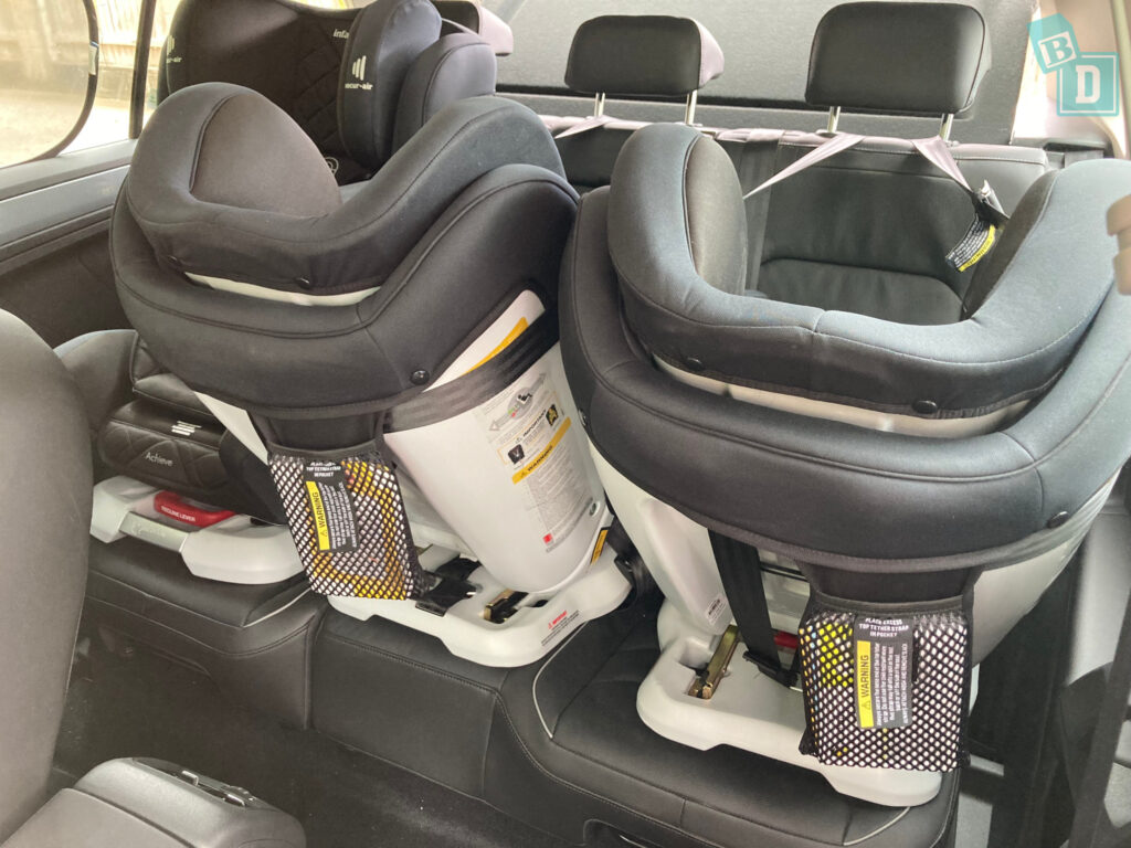 2022 Volkswagen Tiguan GT Line with three child seats installed in the second row