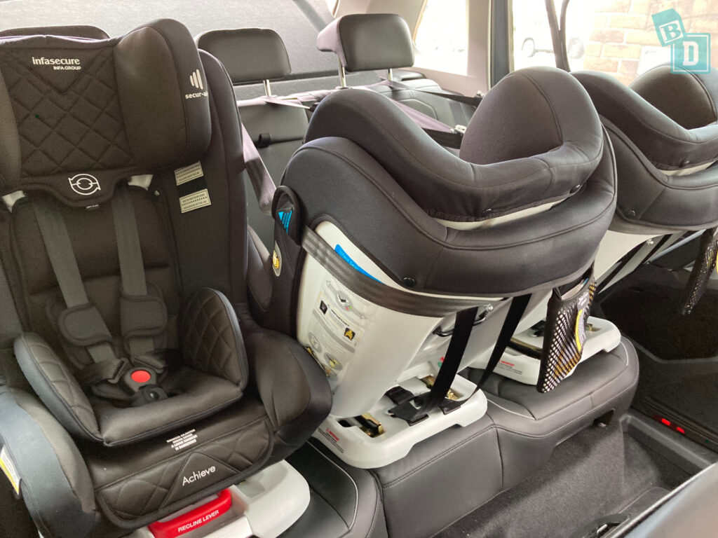 2022 Volkswagen Tiguan GT Line with three child seats installed in the second row