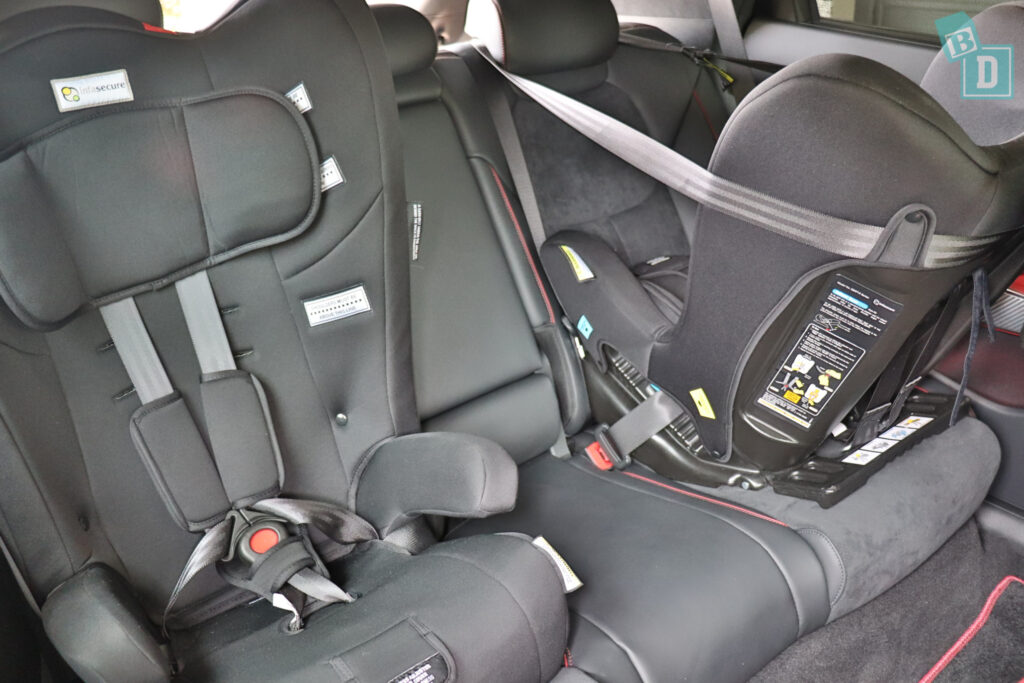 2022 Genesis GV70 legroom with forward-facing child seats installed in the second row