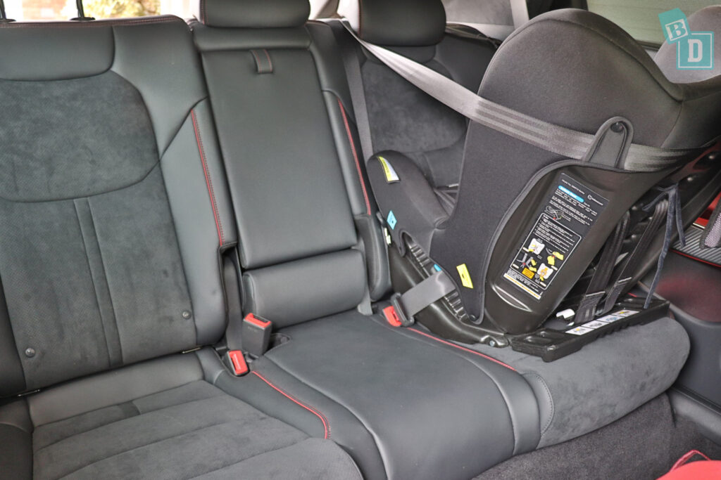 2022 Genesis GV70 legroom with rear-facing child seats installed in the second row