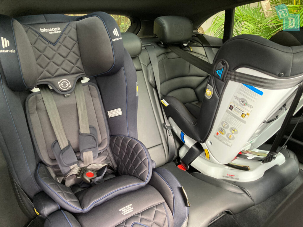 2022 Porsche Taycan 4S Cross Turismo with two child seats installed in the second row