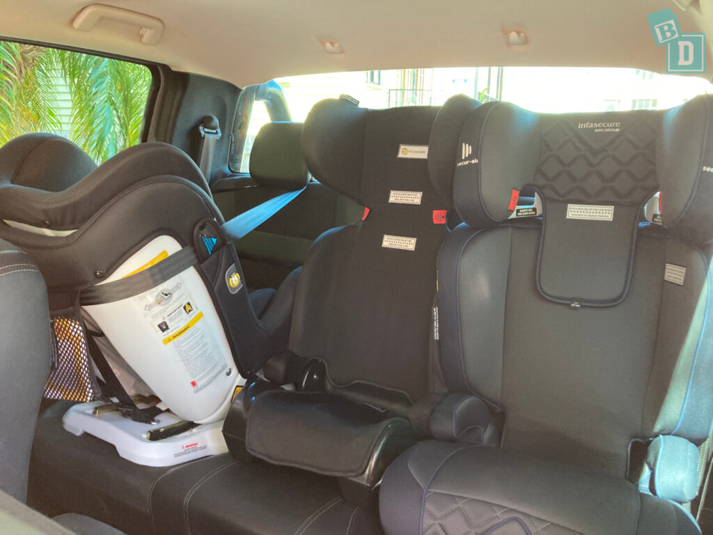 2021 Ford Ranger FX4 Max Trend 4WD with 3 child seats installed in the back row