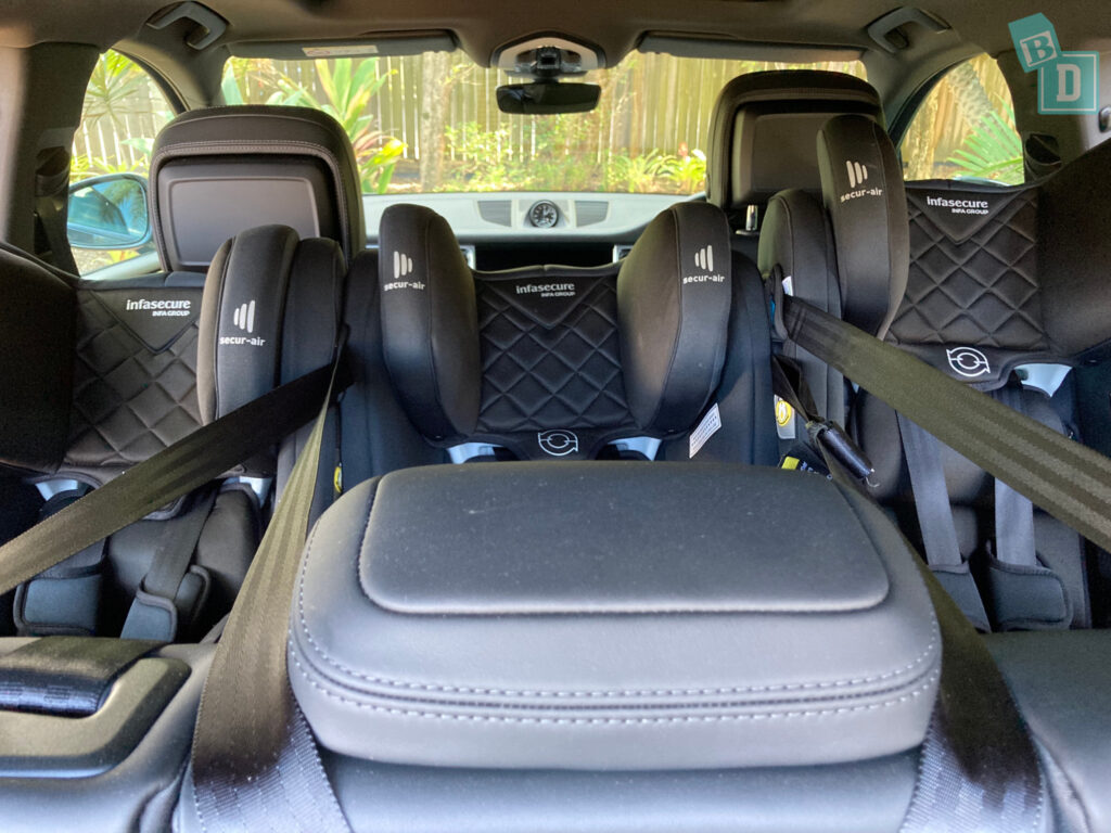 2022 Porsche Macan with 3 child seats installed in the back row