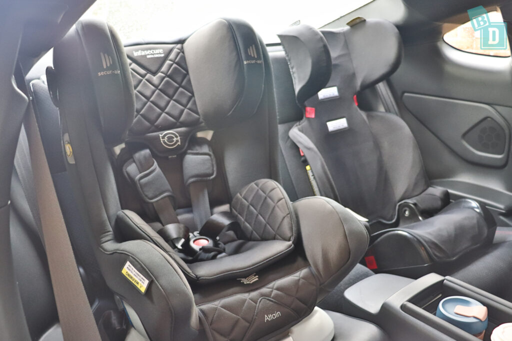 2022 Subaru BRZ S with 2 child seats installed in the back row