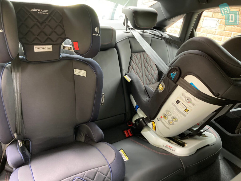 2022 Audi S3 Space between two child seats installed in the second row