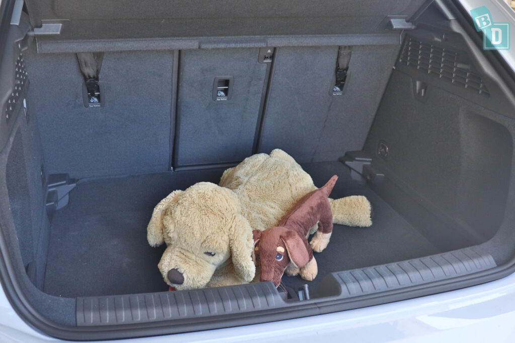 2022 Audi A3 Sportback boot space for dogs with two rows of seats in use 