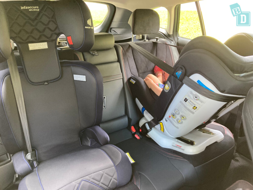 2023 Subaru WRX Sportswagon tS space between two child seats installed in the second row