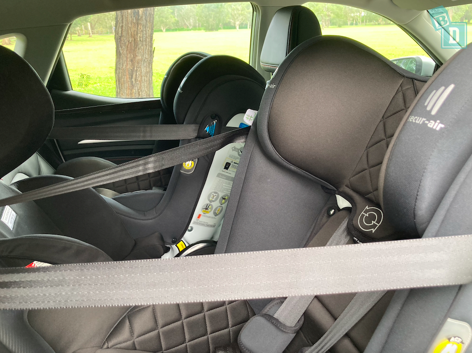 2023 MG ZS EV with three child seats installed in the second row 