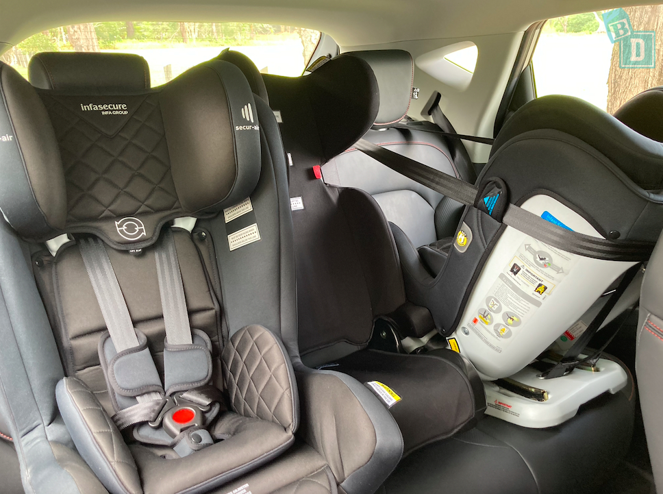 2023 MG ZS EV with three child seats installed in the second row 