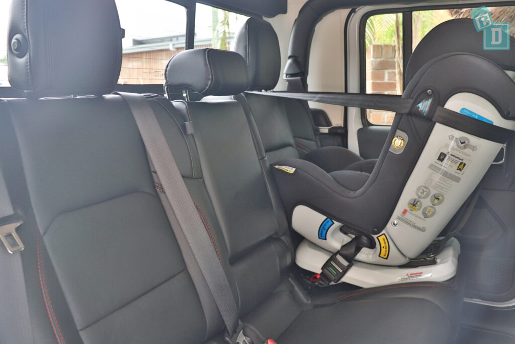 2023 Jeep Gladiator Rubicon legroom with rear-facing child seats installed in the second row 