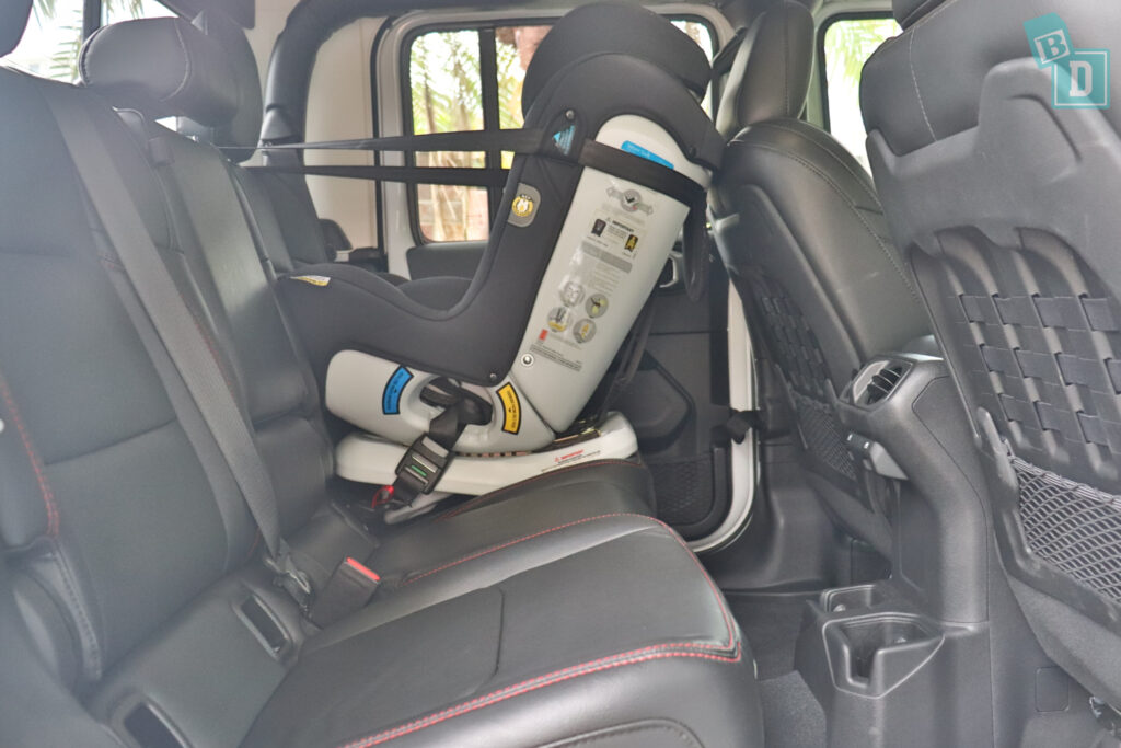 2023 Jeep Gladiator Rubicon legroom with rear-facing child seats installed in the second row 