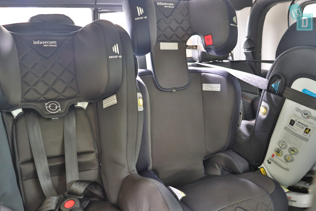 2023 Jeep Gladiator Rubicon with three child seats installed in the second row 