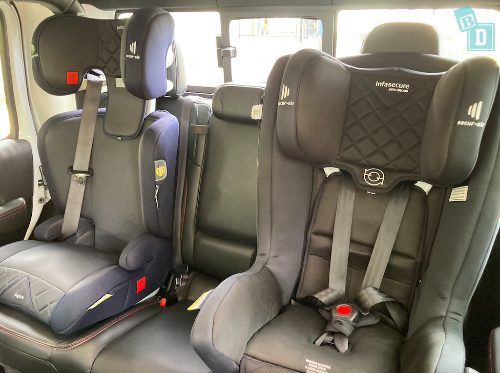 2023 Jeep Gladiator Rubicon space between two child seats installed in the second row 