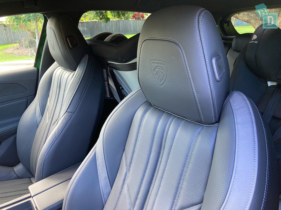2023 Peugeot 308 GT legroom with rear-facing child seats installed in the second row 