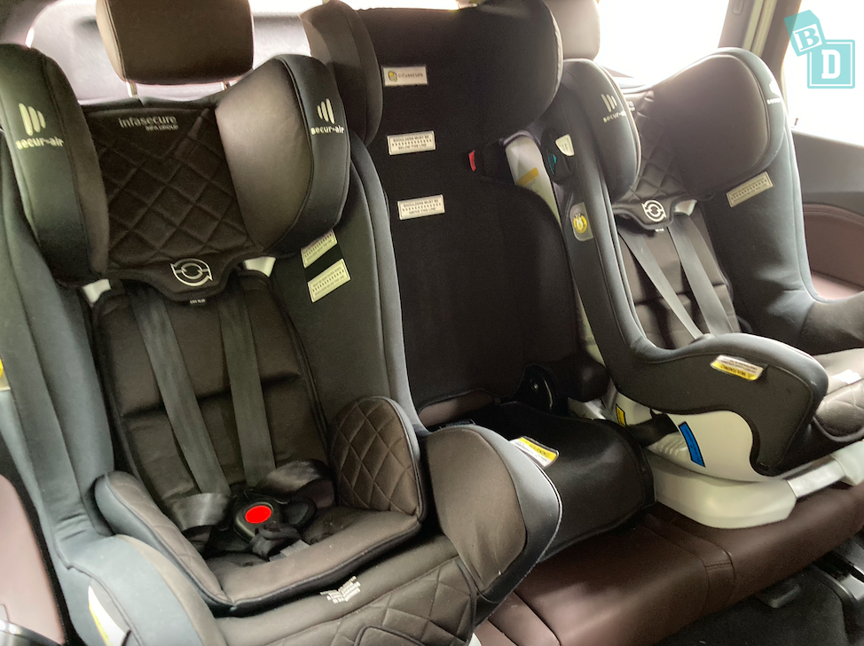 2023 BMW X1 with three child seats installed in the second row