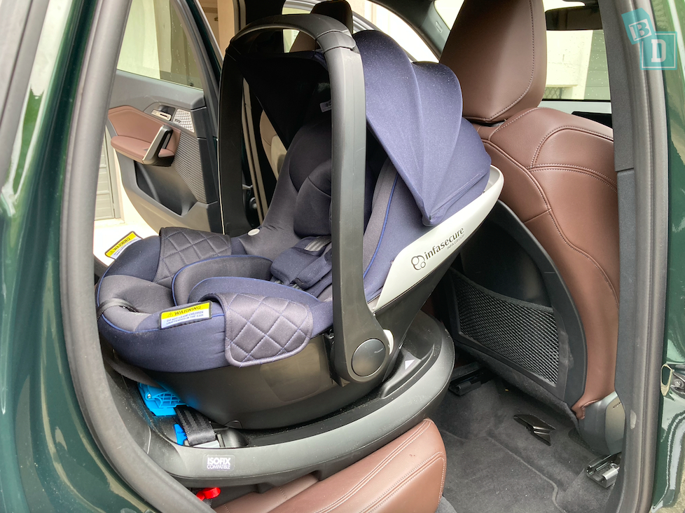 2023 BMW X1 legroom with rear-facing child seats installed in the second row