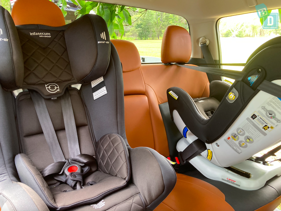 2023 Mitsubishi Triton GSR space between two child seats installed in the second row 