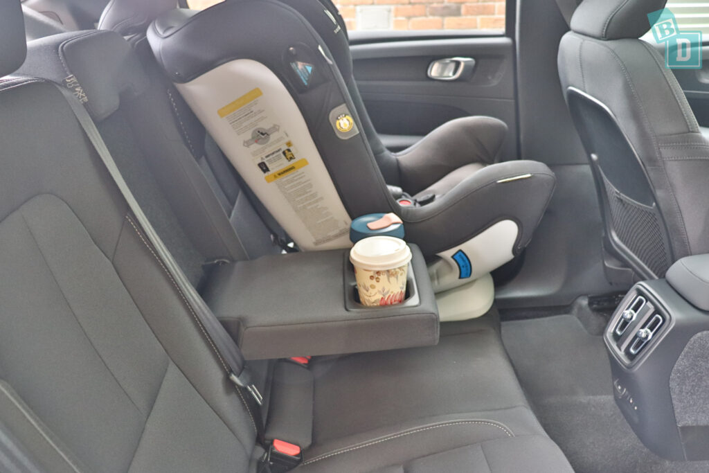2023 Volvo C40 Recharge legroom with forward-facing child seats installed in the second row 