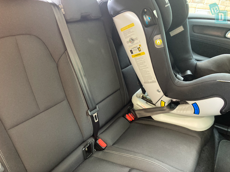2023 Volvo C40 Recharge space beside child seat installed in the second row 