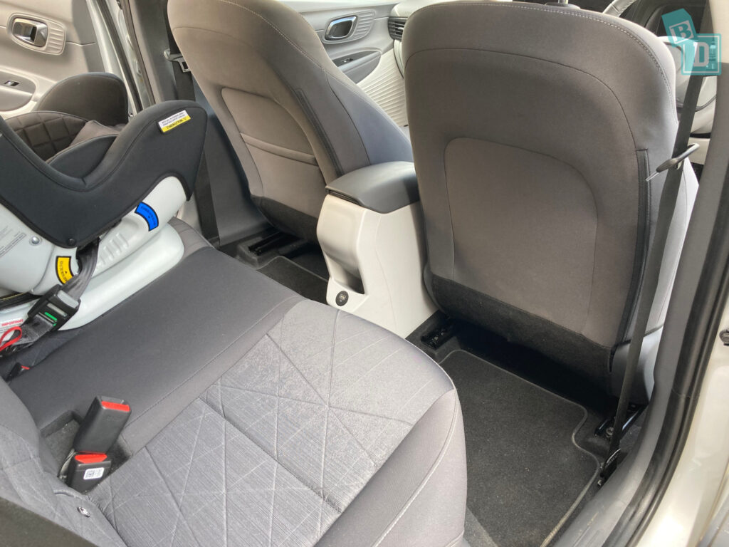 2023 Hyundai Bayon legroom with front-facing child seat installed