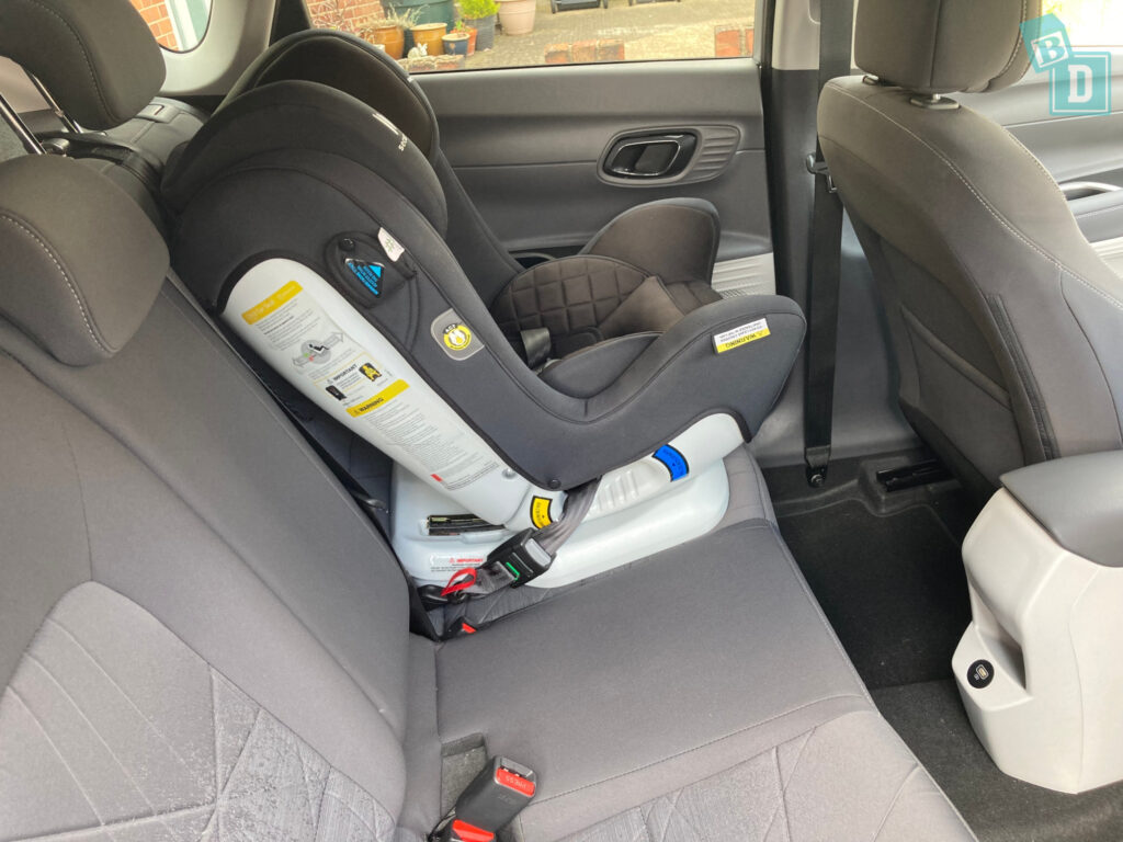 2023 Hyundai Bayon legroom with front-facing child seat installed