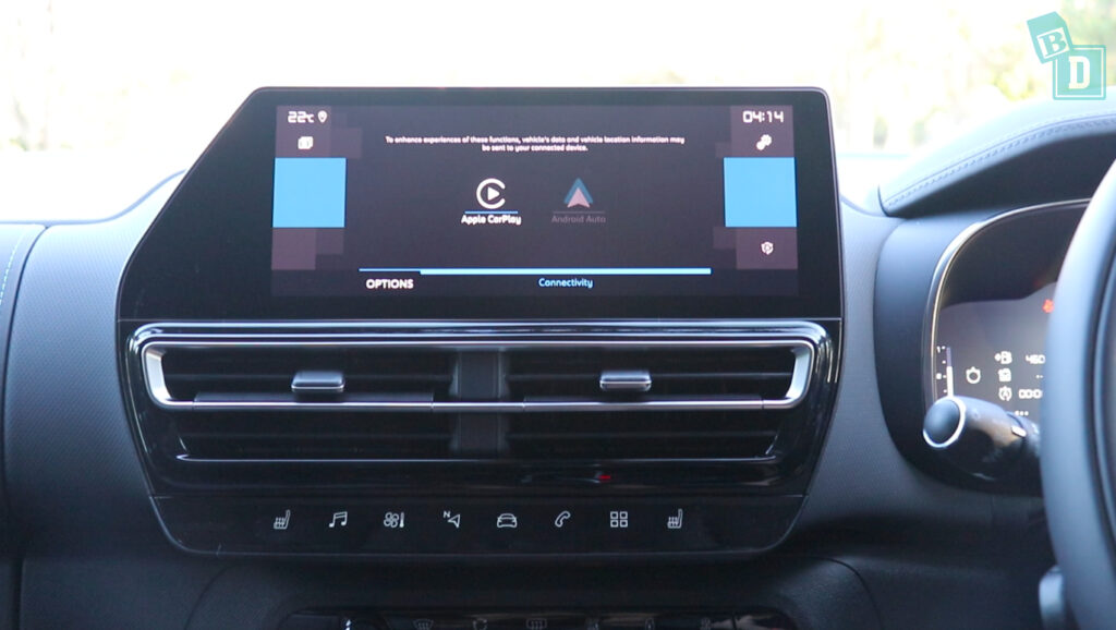 the dashboard of a car with a touchscreen display.