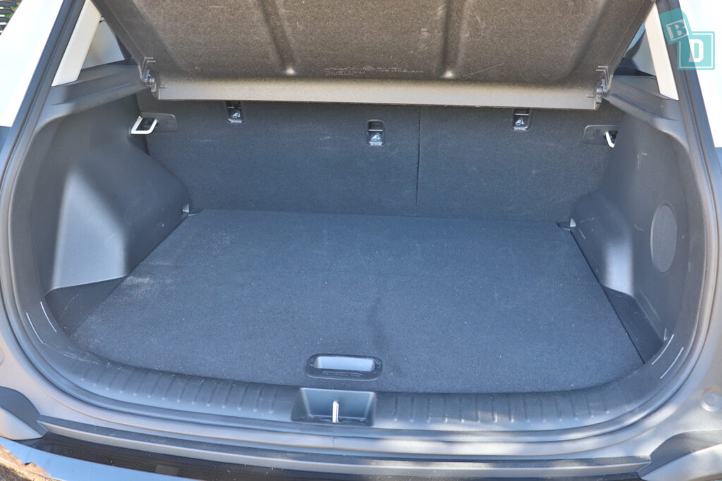 the trunk of a car with the trunk open.
